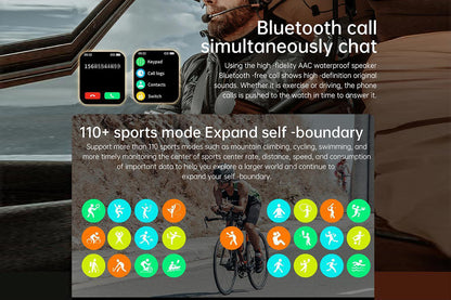 Smart Watch Touch Screen Sports for Men Heart Rate Monitor-Green