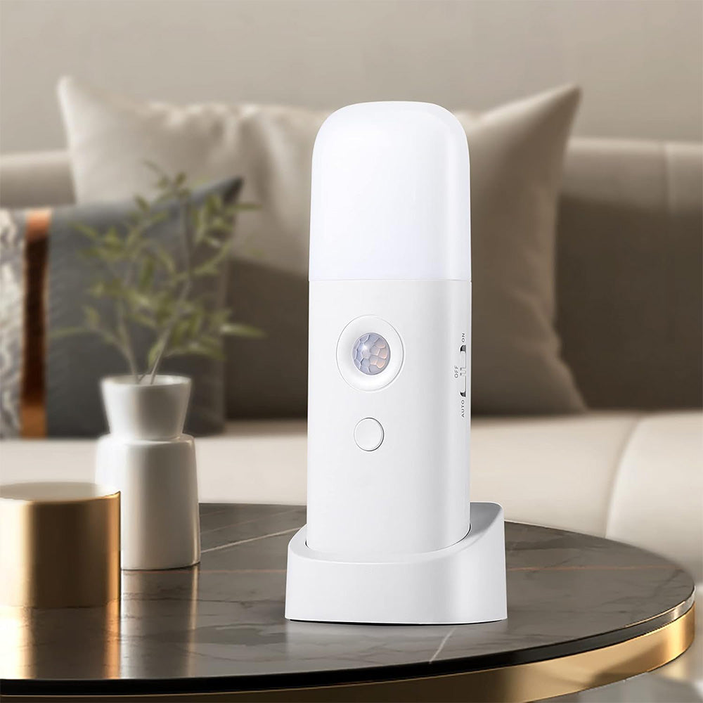 Dimmable Motion Sensor Night Light Rechargeable Nightlight with 5 Brightness Levels White