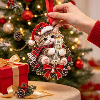 5 Piece Christmas Cash Holder Animal Ornaments with Clear Money Tubes