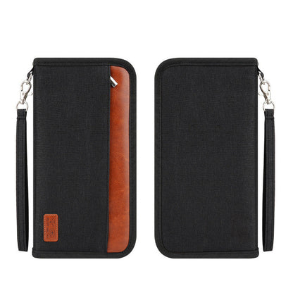 RFID Blocker Passport ID Card Holder Zipper Travel Wallet Black