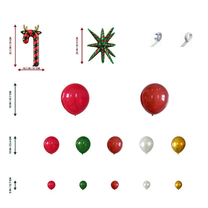 114 Piece Christmas Balloon Arch Garland Kit with Red Green Foil Balloons