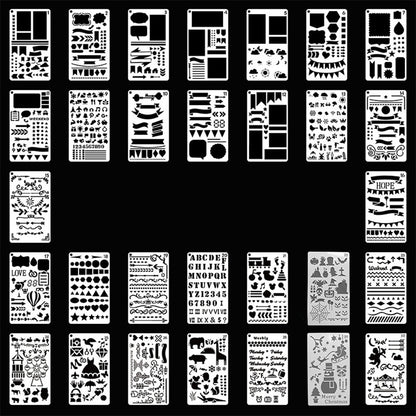 30Pcs Journal Stencils Reusable Drawing Templates for DIY Crafts Scrapbooking