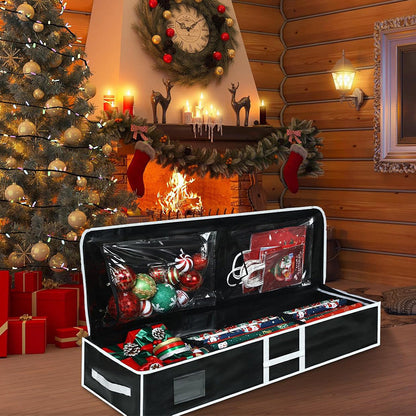 Large Capacity PE Gift Wrap Storage Bag with Zipper & Carry Handles Black