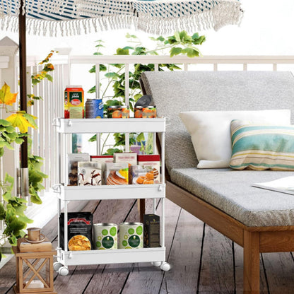 3-Tier Rolling Storage Cart Bathroom Storage Organizer Shelf White