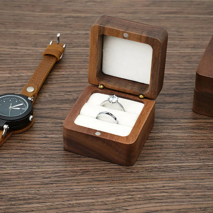 Wooden Ring Box Retro Jewelry Display Holder White