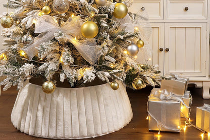 Christmas Tree Collar With Stripe Textured Pattern Christmas Tree Skirt Base
