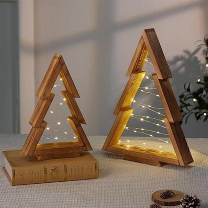 2Pcs Wooden Christmas Tree Decor with Lights Christmas Holiday Decorations