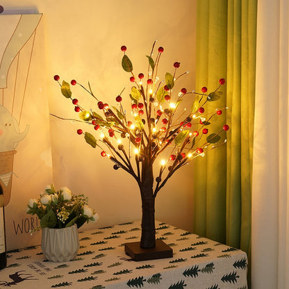 Tabletop Tree Light 24 LED Lighted Tree Decorated Lights Artificial Branch Tree Lamp for Outdoor and Indoor Christmas Decor Red
