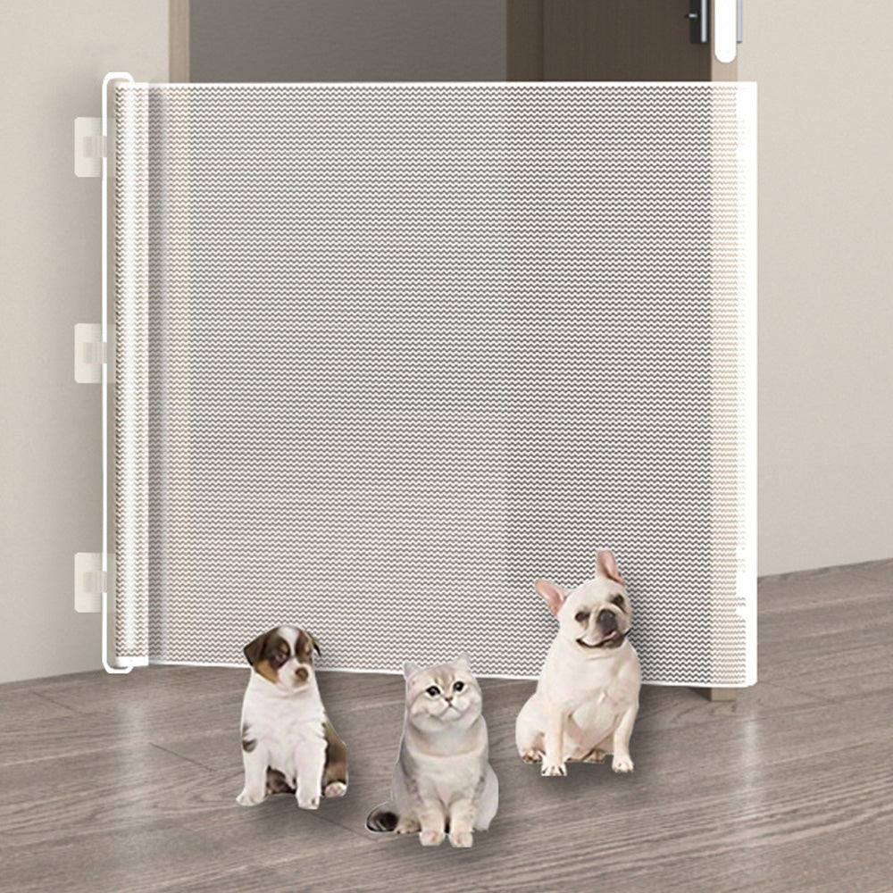 Retractable Dog Gate for Outdoor Staris Hallways Doorways No Drill-White