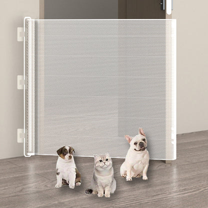 Retractable Dog Gate for Outdoor Staris Hallways Doorways No Drill-White