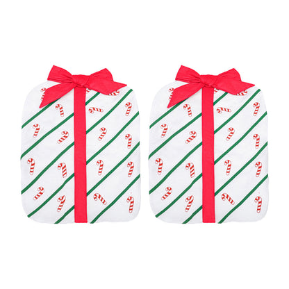2Pcs Christmas Bowknot Chair Back Cover Dining Chair Slipcovers Xmas Banquet Decorations White
