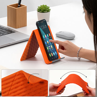 Portable Silicone Phone Stand Desk Holder for Office Travel Airplane-Orange