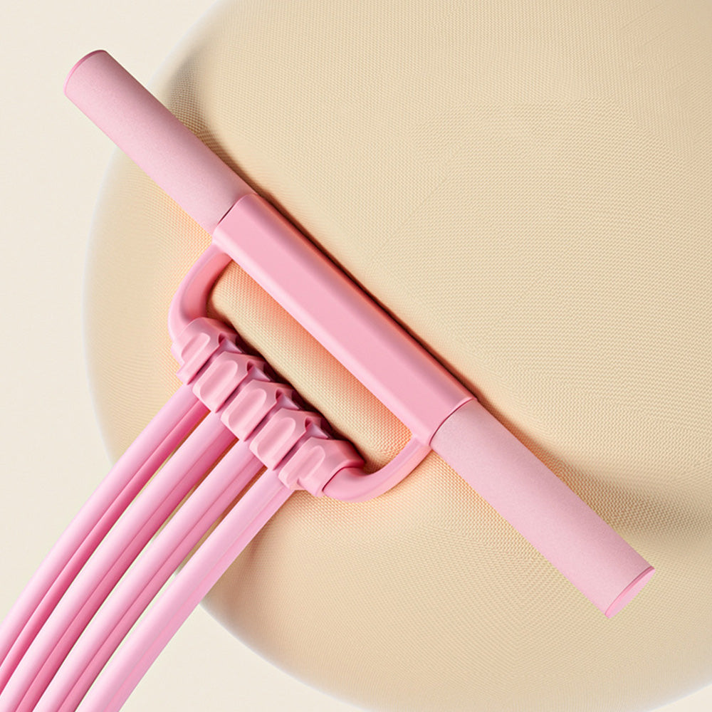 8 Tube Detachable Adjustable Pedal Resistance Band with Handle for Full Body Shaping-Pink