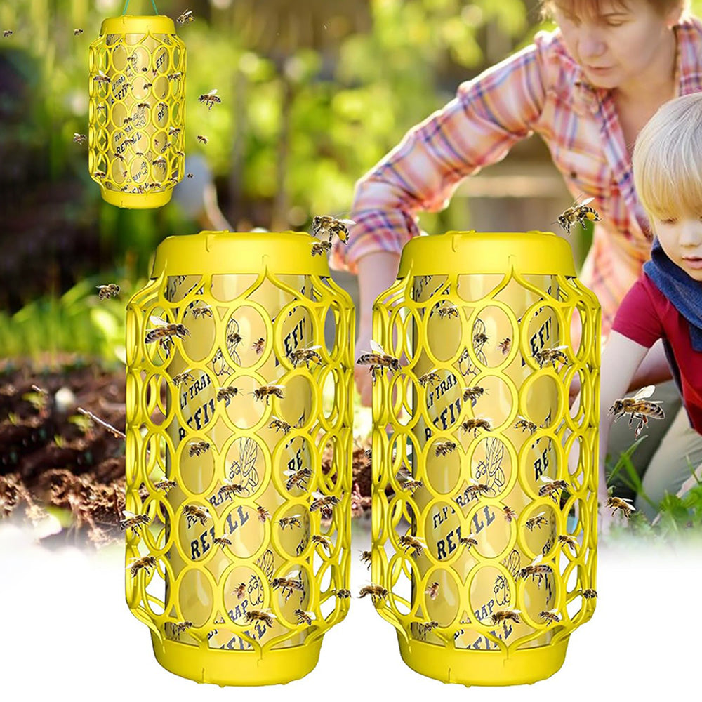 2 Pack Wasp Trap with 8 Stickers Outdoor Hanging Reusable Yellow Jacket Catcher