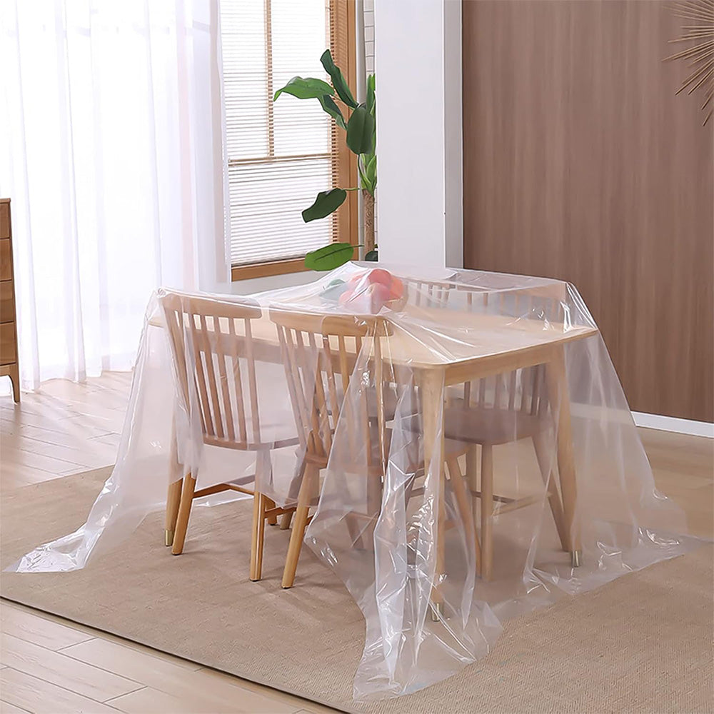 6 Pack Paint Drop Cloth Plastic Sheeting 9x12 Feet for Painting Furniture Protection