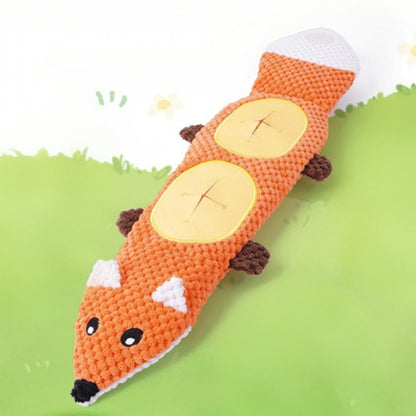 Roll Up Treat Dispensing Dog Toy with Squeaker for Small Medium Dogs-Orange