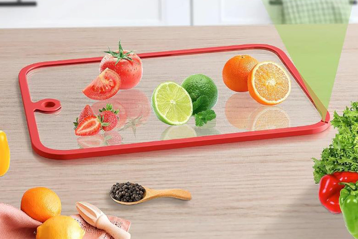 2Pcs Tempered Glass Cutting Board with Non-Slip Edges and Hanging Hole Dishwasher-security
