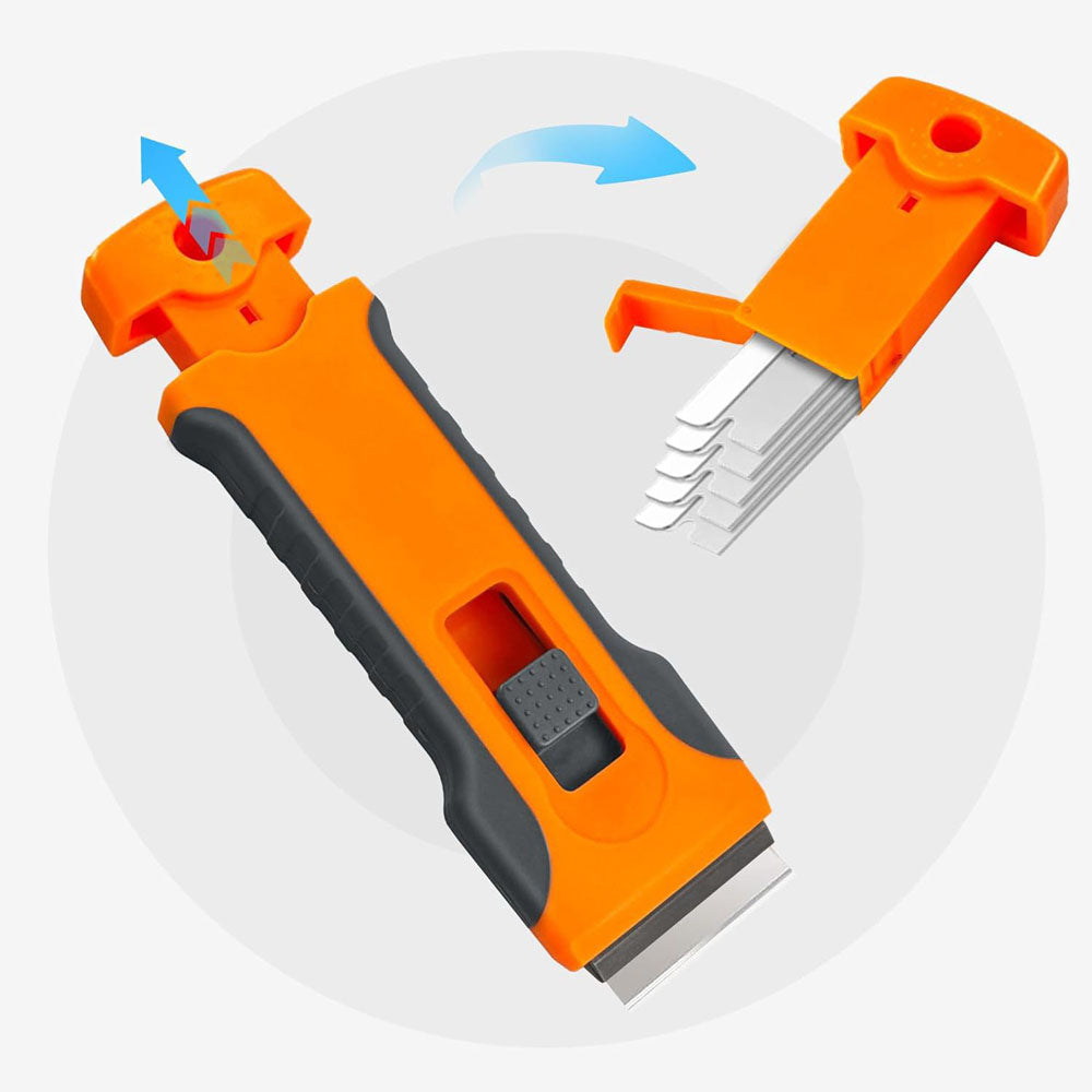Retractable Razor Blade Scraper Tool with 15 Metal Blades