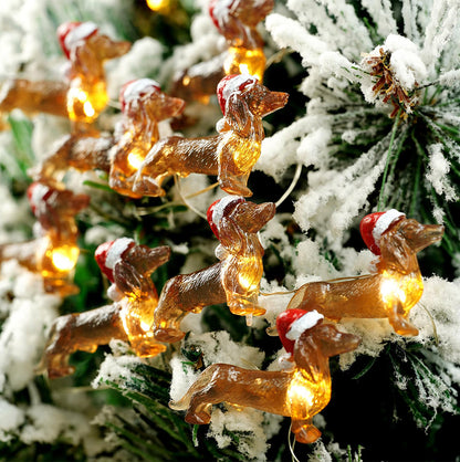 LED Dachshund Christmas String Lights Battery Powered Holiday Decor