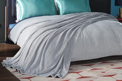 Mink Feel Blanket Soft Cozy Throw Blanket Flannel Blanket -Grey