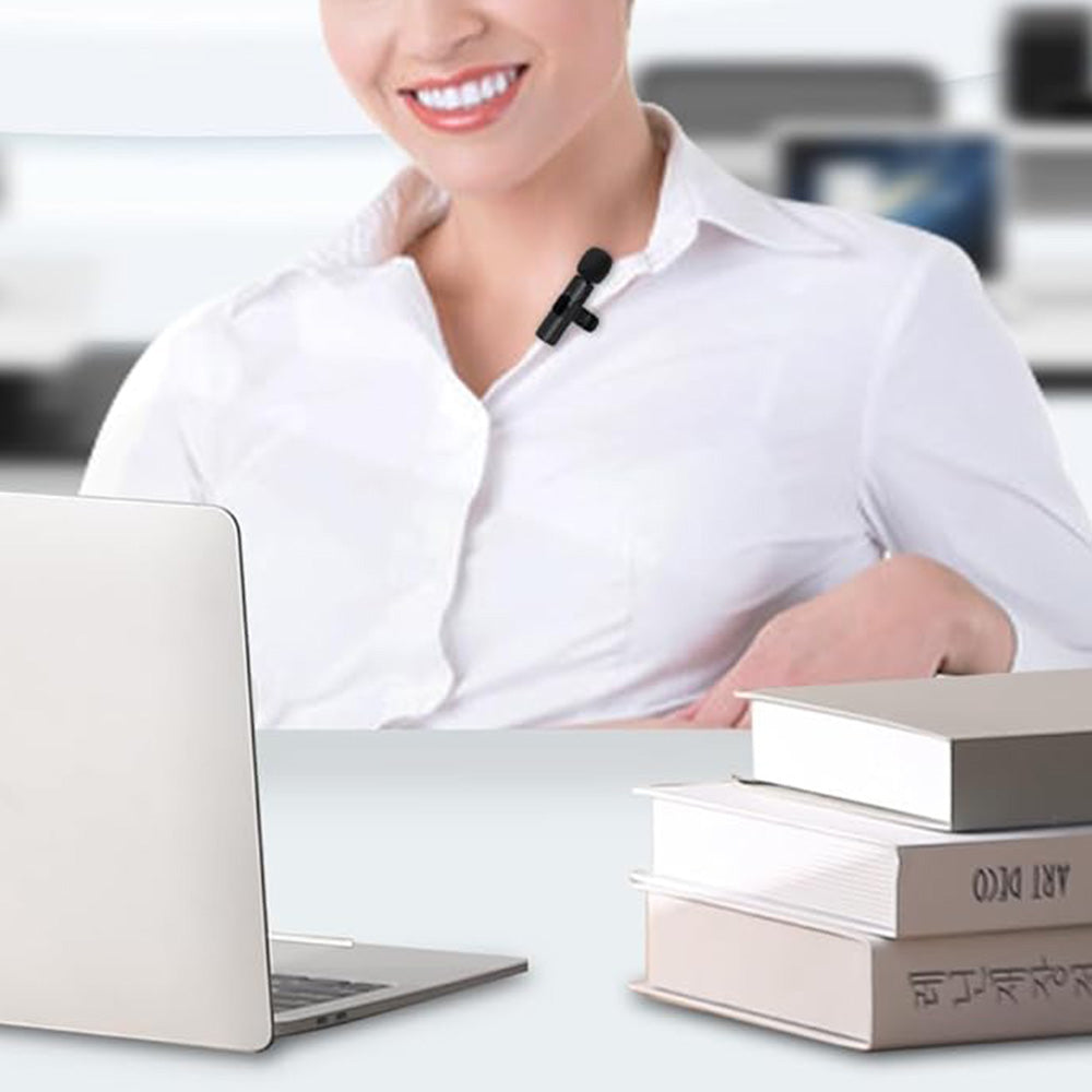 2-in-1 Wireless Lavalier Microphone Video Audio Recording Mic for Live Vlog Recording