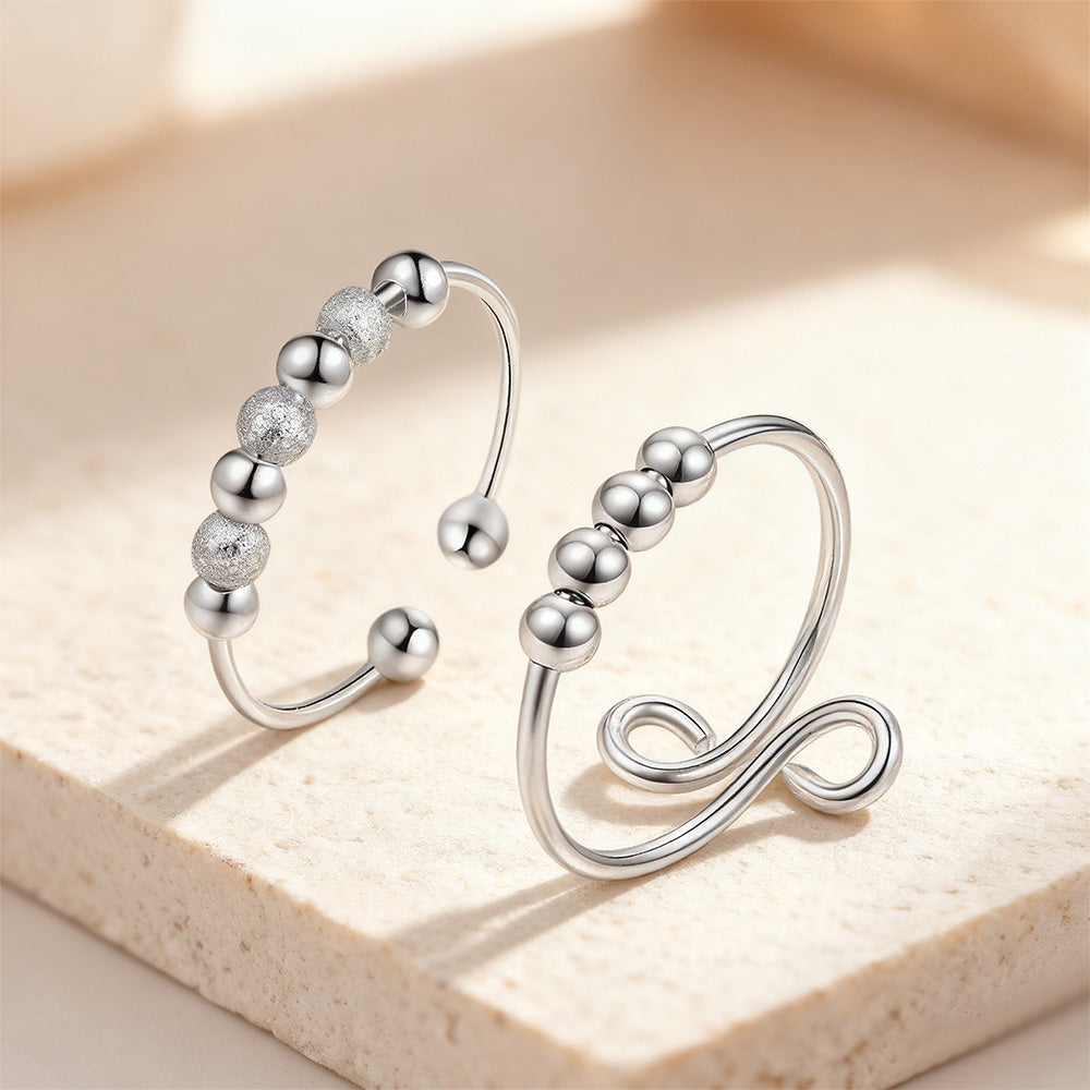 3Pcs Stainless Steel Spinner Rings Fidget Ring Set for Focus for Students and Office Workers