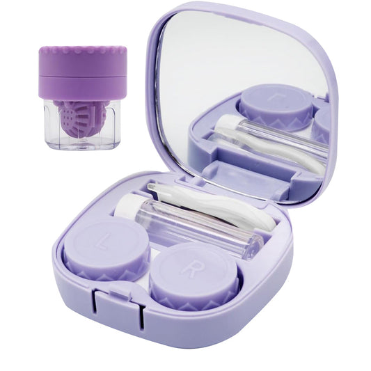 Contact Lens Case and Washer Set Travel Size Contact Lenses Cleaning Storage Tool Kit Purple