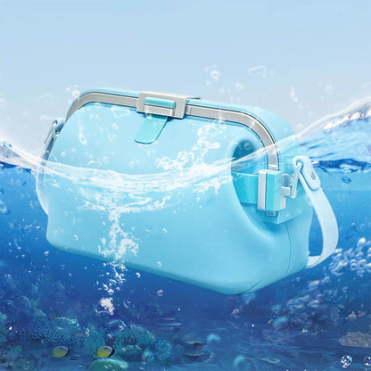 Water-resistant Foldable Silicone Beach Bag with Handle - Blue
