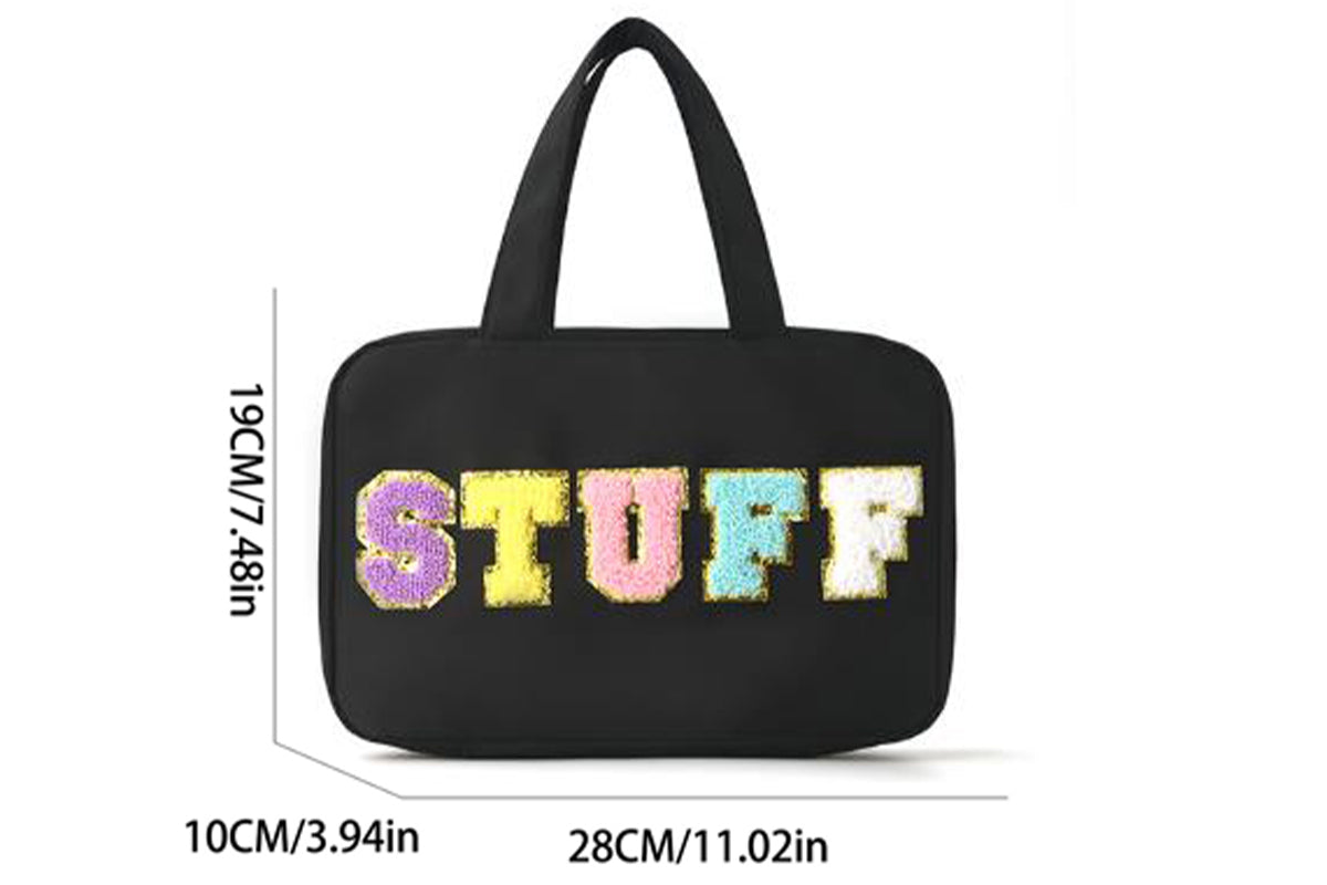 Travel Toiletry Bag Water-resistant with Hanging Hook for Makeup Cosmetic Shampoo -Black