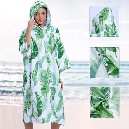 Unisex Hooded Towel Poncho Swim Parka for Adults -  Banana Leaf