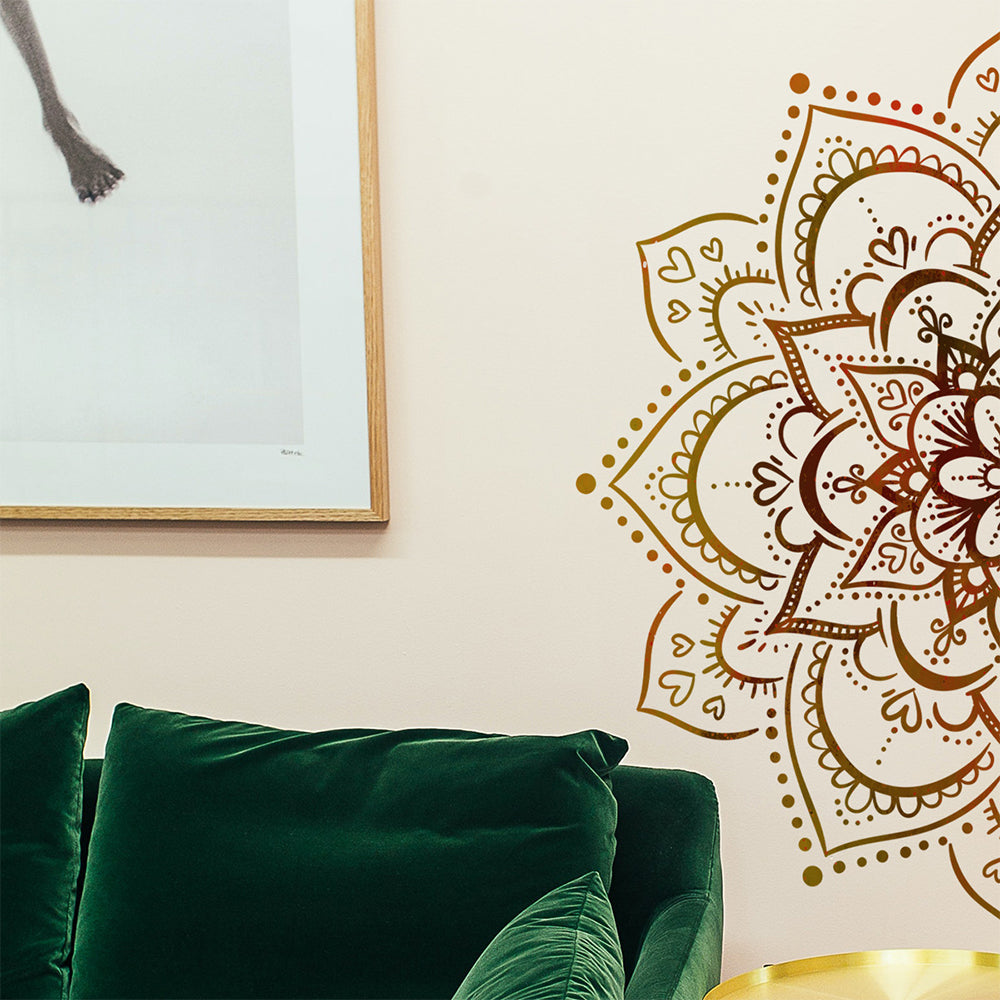 2Pcs Mandala Wall Stickers Lotus Mandala Decals for Walls Flower Wall Sticker Removable Peel and Stick Wall Decals