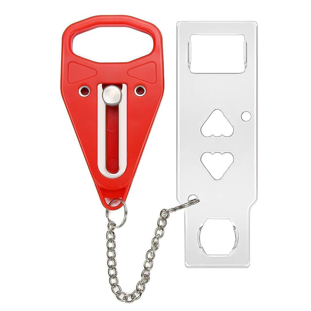 Portable Door Lock Travel Security Device for Hotel Home Apartment Bedroom-Red