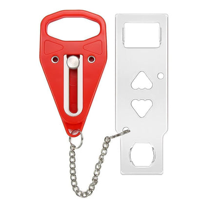 Portable Door Lock Travel Security Device for Hotel Home Apartment Bedroom-Red