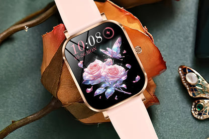 Smart Watch Bluetooth Call Make Calls Musics Fitness Tracker Heart Rate Sleep Monitor -Pink