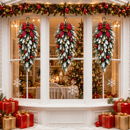 60cm Christmas Teardrop Wreath with Pine Needles Bells