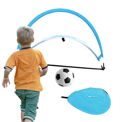 Portable Pop-Up Soccer Goal Set with 3 Ground Pegs and Carry Storage Bag Blue