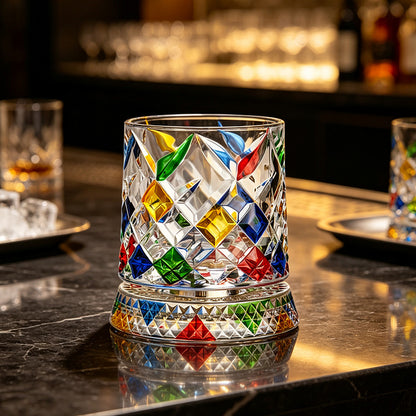 270ml Rotating Whiskey Glass Hand Painted Whiskey Tumbler