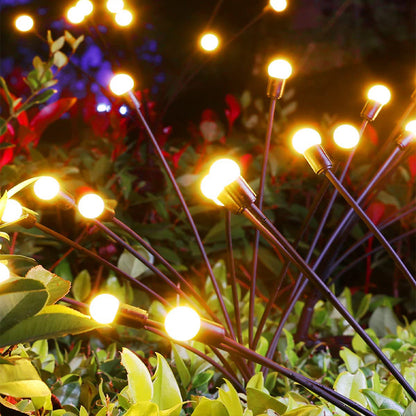 Solar Garden Lights 2Pcs 8LED Solar Powered Firefly Light Ground Patio Stake Walkway Lamp Outdoor Garden Decor -Yellow