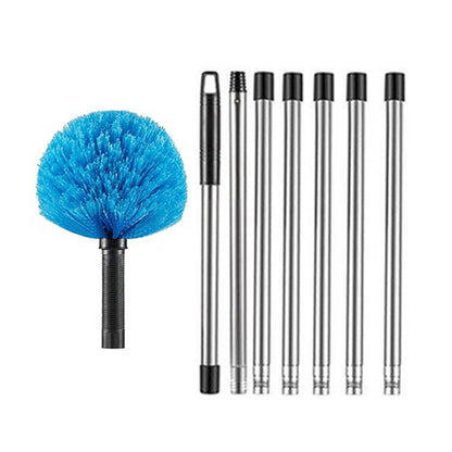 High Reach Blue Cobweb Duster with Extension Pole Spider Web Cleaning Brush for Outdoor Use Style 3