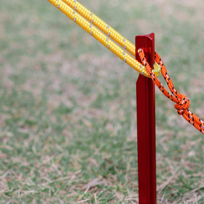 8Pcs Aluminum Alloy Tent Stakes Outdoor Camping Trip Tent Peg with Rope Red