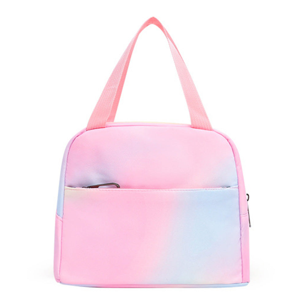 3PCS Girls Gradient Color Backpack School Backpack Lunch Bag Pencil Case-Pink