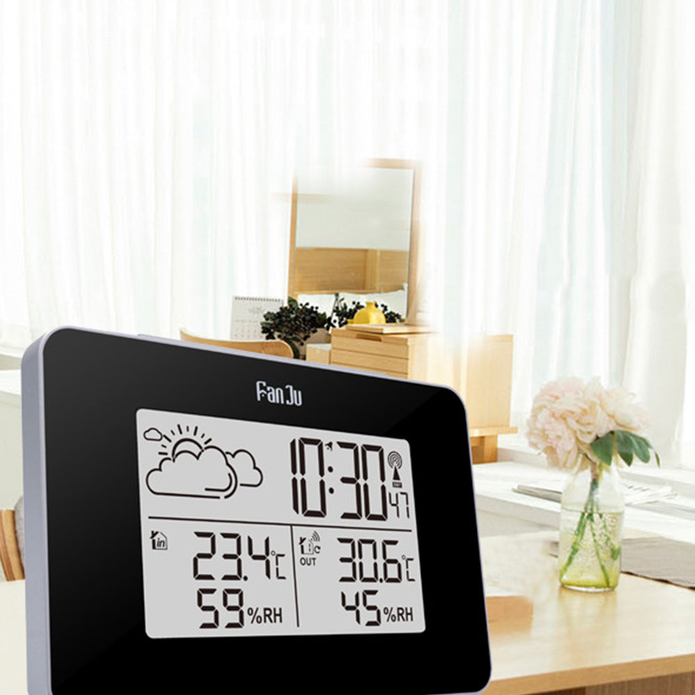 Wireless Weather Station Clock LCD Digital Indoor Outdoor Humidity Thermometer
