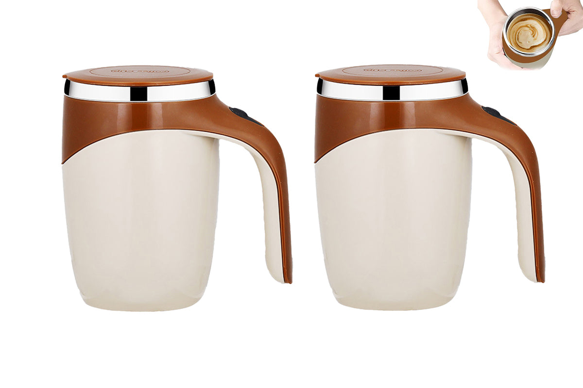 2Pcs Stainless Automatic Magnetic Stirring Coffee Cup For Coffee Milk Home Office Travel-Coffee