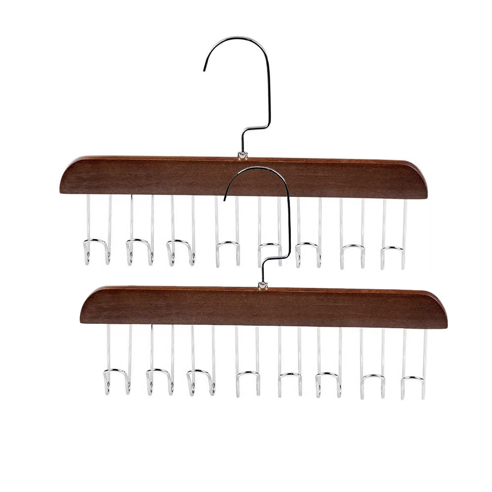 Set of 2Pcs Multi-Hook Bra Hanger Scarf Belt Organizer Space Saving Hangers Coffee