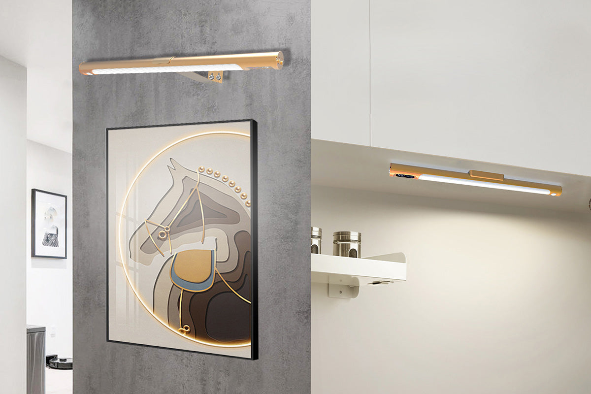 Wireless Wall Picture Light Motion Sensor Art Painting Lamp for Gallery-Gold Color