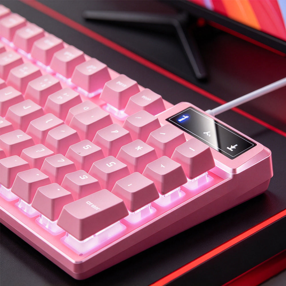 Wired Gaming Keyboard 104 Key Floating Keycaps Backlit Keyboard - Pink