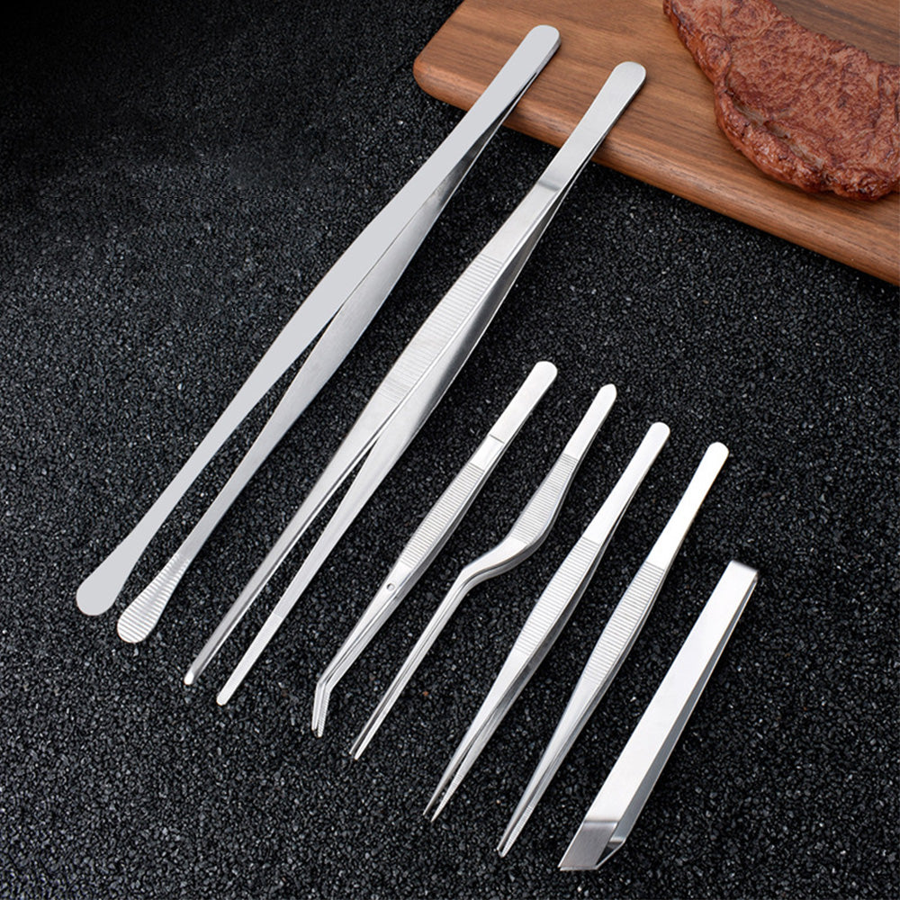 7Pcs Stainless Steel Kitchen Cooking and Plating Tweezers Set