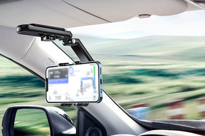 360 Rotating Car Phone Stand Multifunction Car Sun Visor Phone Holder -Black