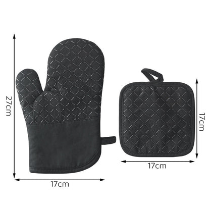 Cotton Silicone Oven Mitts Set with Pot Holders