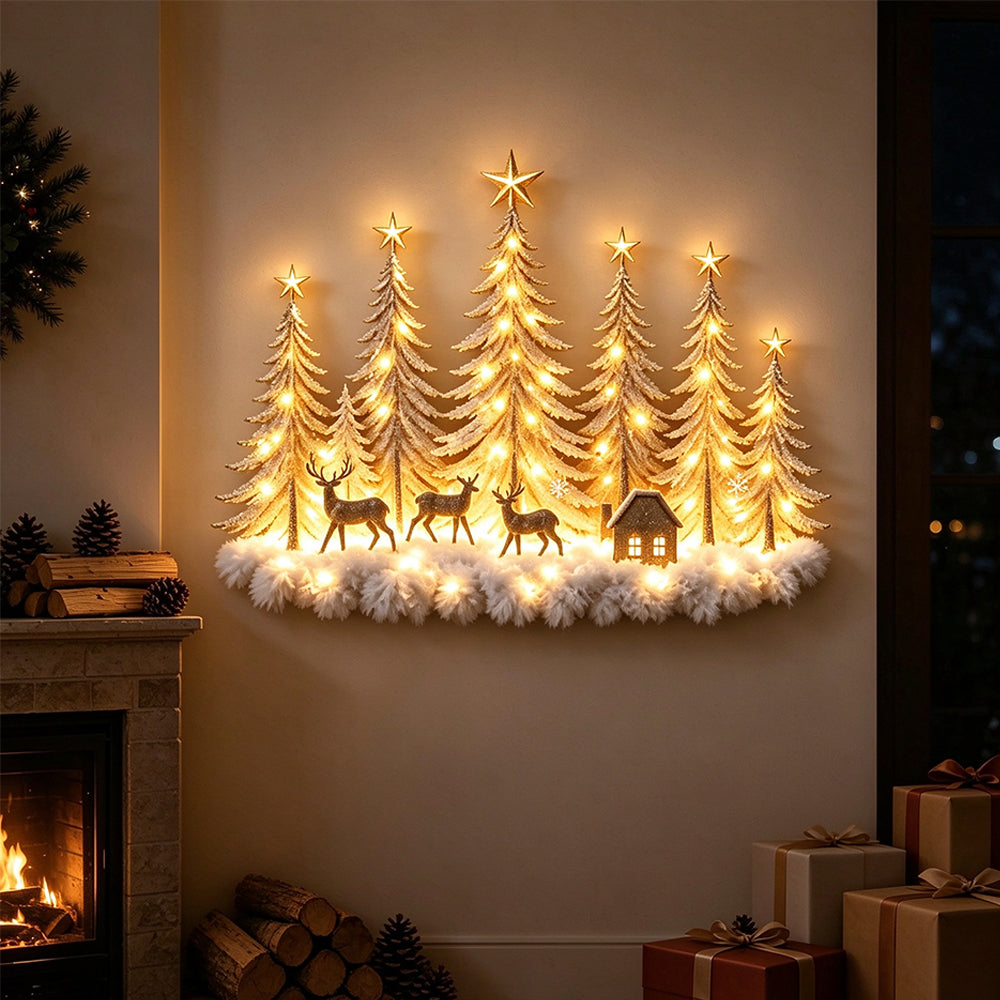 2D Acrylic Lighted Christmas Woodland Forest Wall Decor
